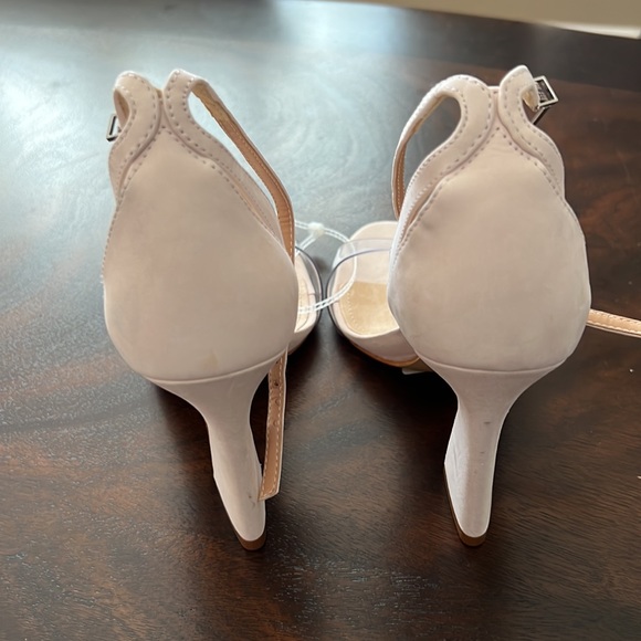 Schutz Kristy Suede Clear Vinyl Ankle Strap Dress Sandals. - Picture 5 of 12